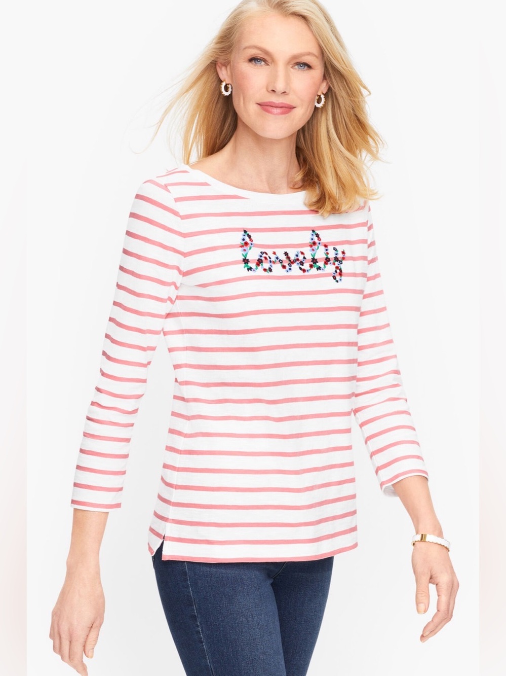 Talbots Cotton “Lovely” 3/4 Sleeve Tee Size 1XP